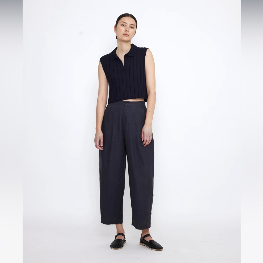 Collared Rib Vest (Navy) - Picture 2 of 5